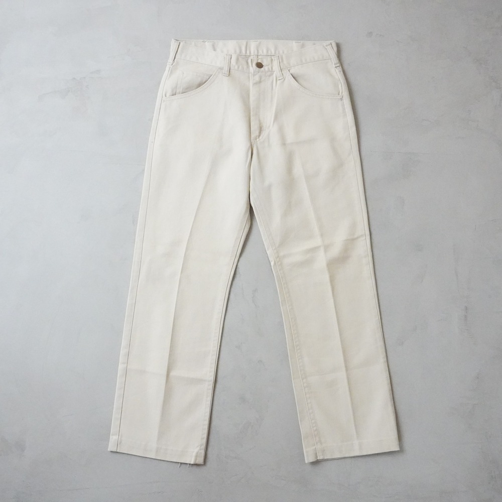 Vintage Lee Jeans 31x27 Mens 70s Off White Cream Straight Leg Denim Made in USA